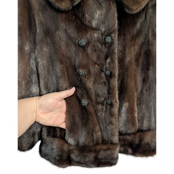 Roy H. Bjorkman Vintage Brown Mink Fur Double-Breasted Car Coat Collar pockets - Picture 8 of 16